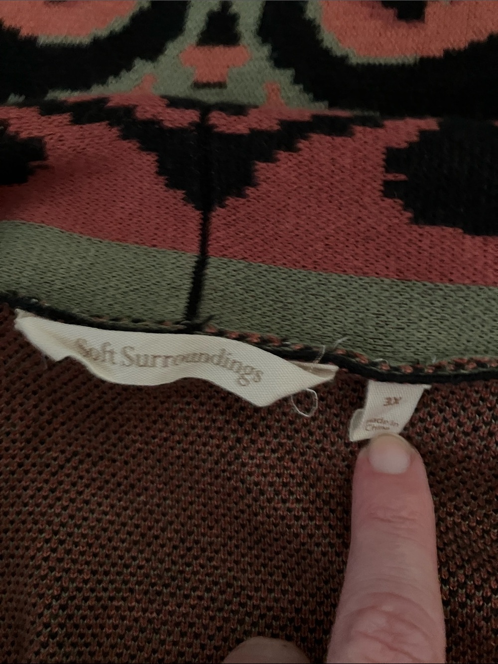 Soft Surroundings black print sweatercoat. 3X - Picture 5 of 7